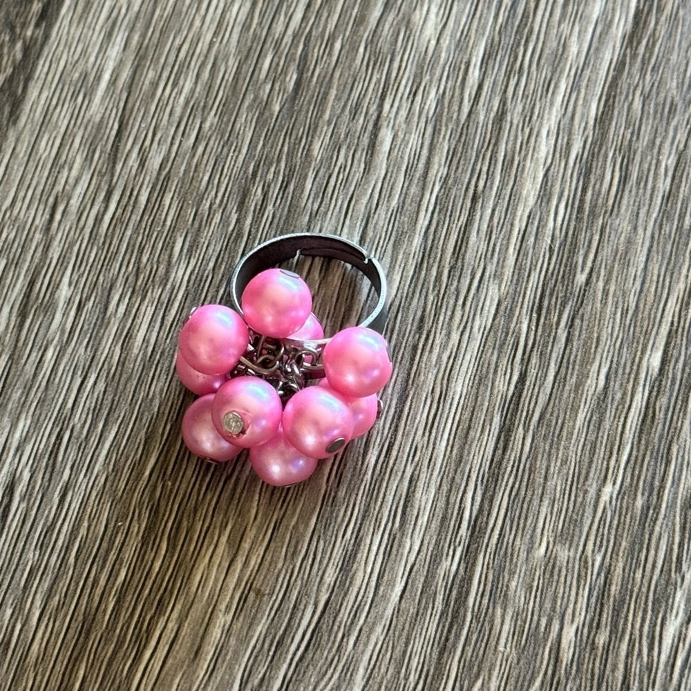Handmade pink pearl bubble ring